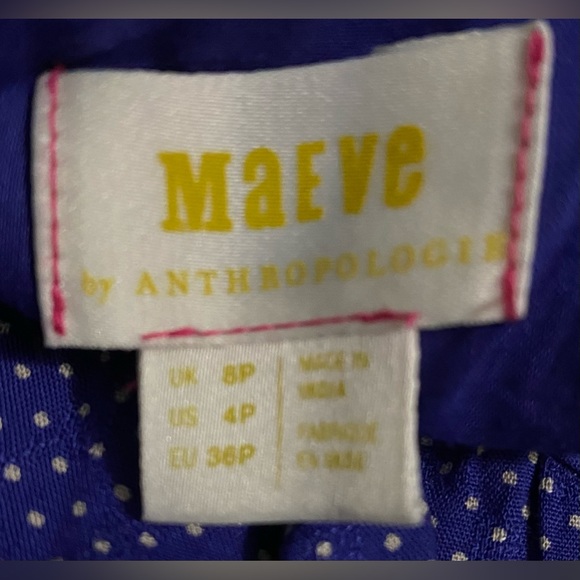 Anthropologie | Maeve Syros Ruffled Blue Pin Dot Flowing Wide Leg Jumpsuit - Picture 8 of 10